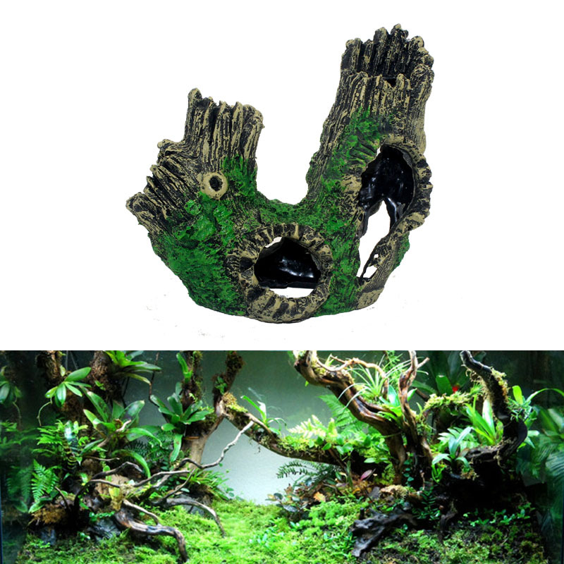 Free Shipping Resin Crafts Crystal Shrimp Shelter Breeding House Tree Root Submerged Wood Playing House Hollow Tree Hole
