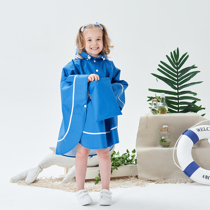 Children‘s Cloak Poncho Macaron Twill Lightweight Toddler Raincoat Large Hat Rainy Day Travel Wear
