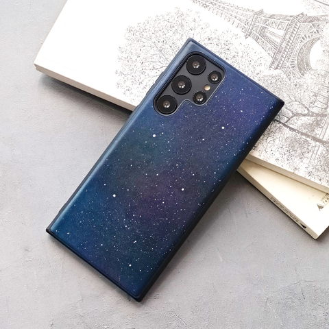 Starry Sky Space Pattern Genuine Leather High End Premium S23, S23 Plus, S23 Ultra, S22, S22 Plus, S22 Ultra, S21, S21 Plus
