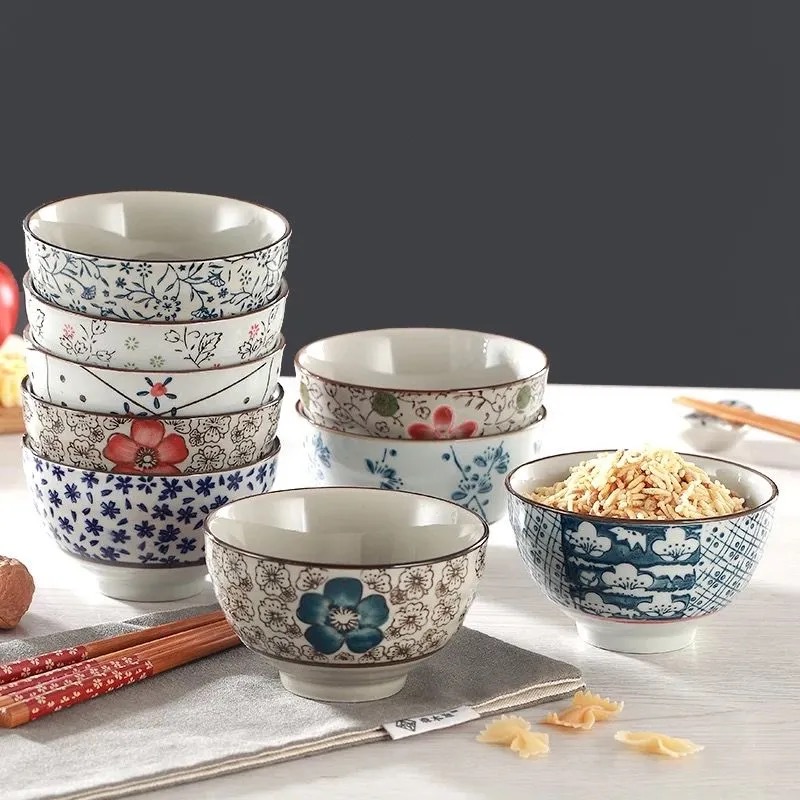 rice bowl household single japanese style underglaze tableware ceramic bowl noodle bowl small rice bowl