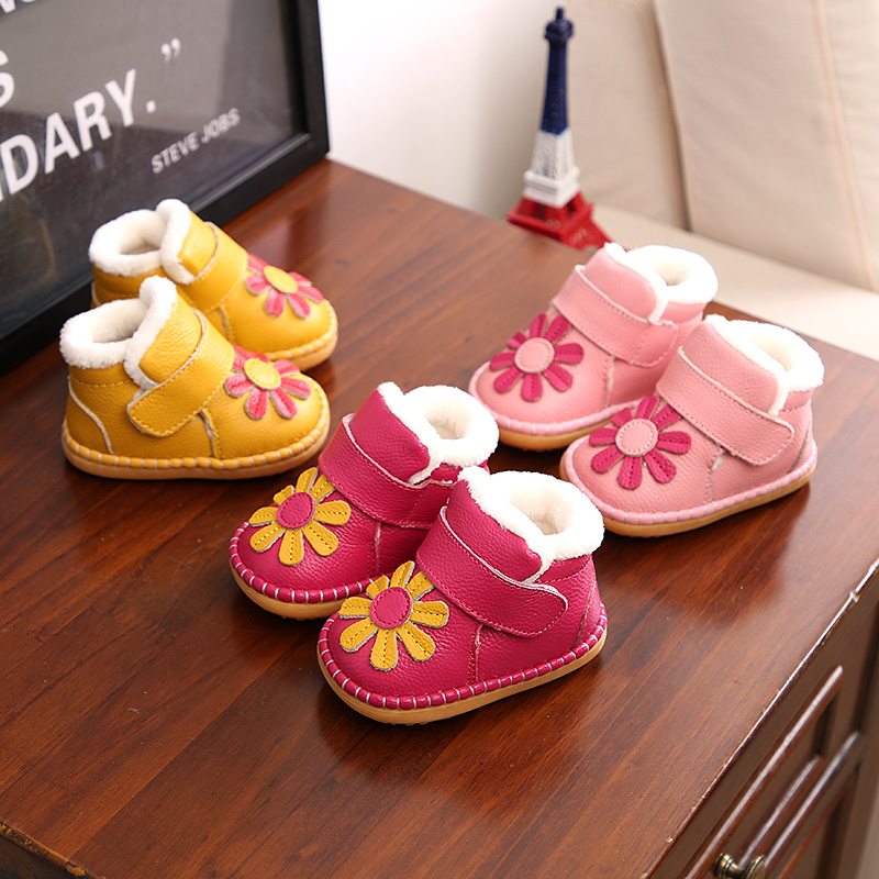 鼕季 寶寶棉鞋嬰兒棉鞋0-1-2歲女童學步鞋幼兒童鞋子真皮軟底