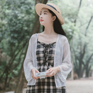 配吊带裙的雪纺衫短款小外披防晒衣开衫女夏纱薄外套外搭披肩罩衫