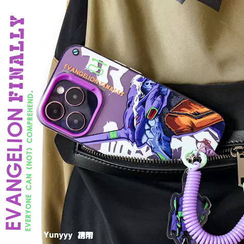 Evangelion EVA Anime  Matte Metal Laser Gradient Phone Cases Covers Luxury 12 iPhone 15, iPhone 14, iPhone 13