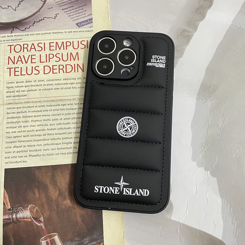 Black — Stone Island Puffy Puffer Down Jacket 14, 13, 12 iPhone Case