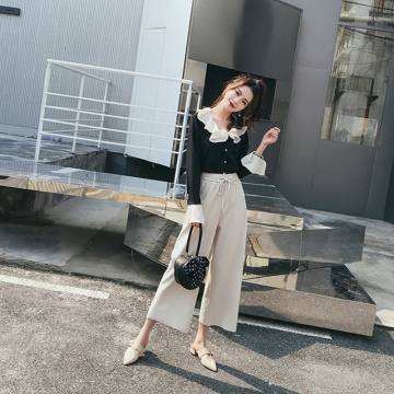 温柔风小清新衬衫港风俏皮小心机高腰女生社会衣服阔腿裤套装夏季 温柔风小清新衬衫港风俏皮小心机高腰女生社会衣服阔腿裤套装夏季