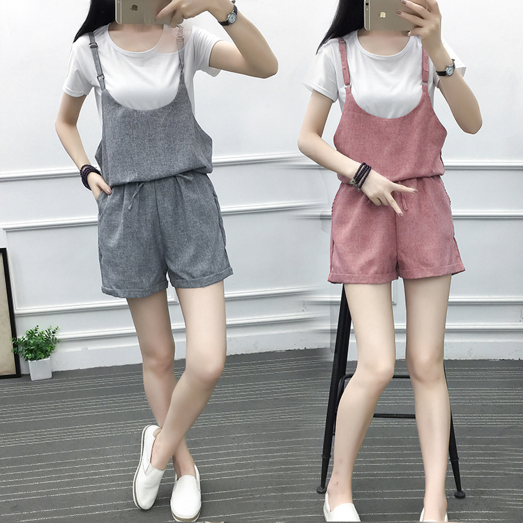 時尚套裝2017夏季新款女裝韓版學生上衣休閑連體短褲兩件套氣質潮