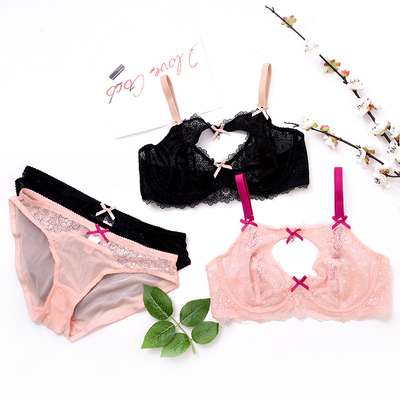 真爱家 包邮性感诱惑透明蕾丝镂空文胸套装超薄女无海绵内衣胸罩-淘宝网