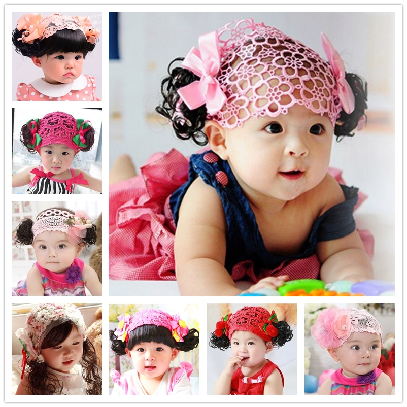 韓版女童發帶周歲寶寶假發發飾可愛小女孩劉海發網兒童蝴蝶結頭箍