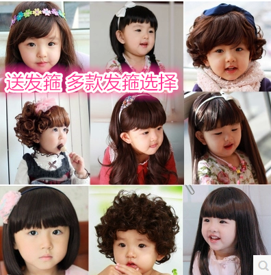 韓版兒童假發寶寶拍照發飾寫真攝影頭飾女童劉海短卷發發套