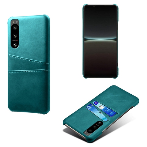 Green — 5 IV Dual Card Holder Synthetic Leather Sony Xperia Phone Case