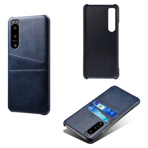 Blue — 5 IV Dual Card Holder Synthetic Leather Sony Xperia Phone Case