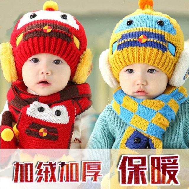 兒童鼕季3-6-12個月女寶寶毛線帽嬰兒帽子秋鼕男1-2歲女童護耳潮4