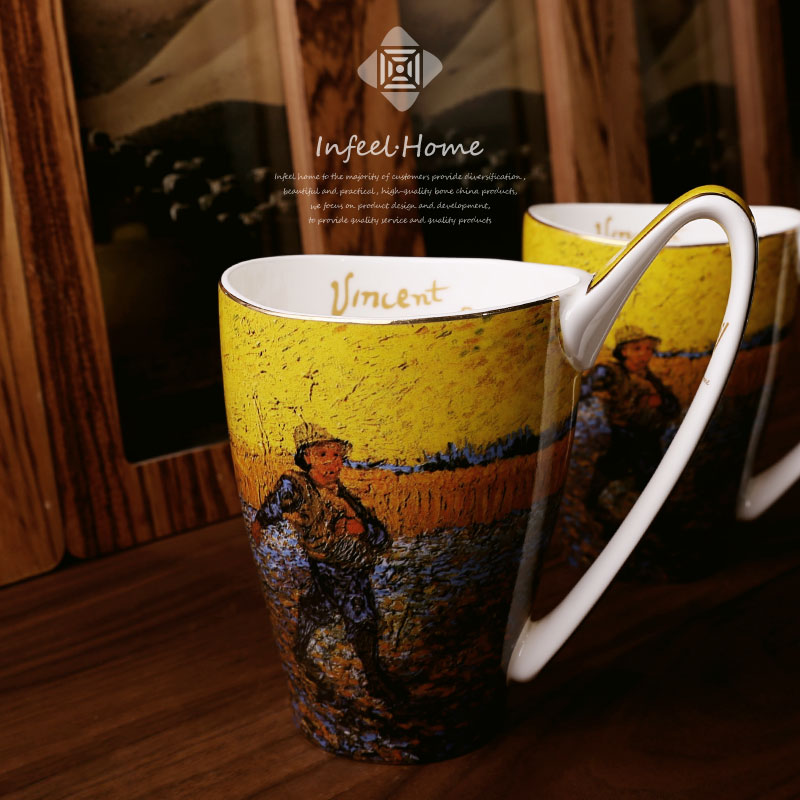 van gogh vintage water cup couple mug large capacity creative coffee cup female hand painted european style art gift huaizi