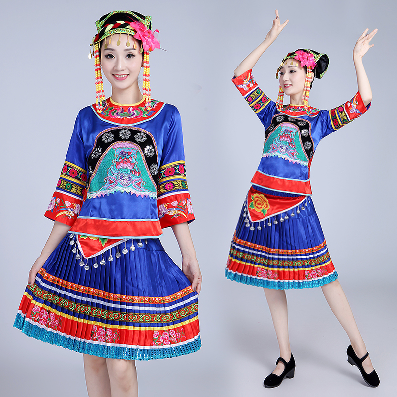 苗族演出服表演服裝少數民族竹竿舞黎族羌族彝族火把節舞蹈女刺繡