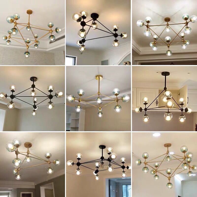 Nordic Living Room Chandelier Modern Minimalist Bedroom Dining-Room Lamp Creative Clothing Store Internet-Famous Elegant Magic Bean Molecular Lighting