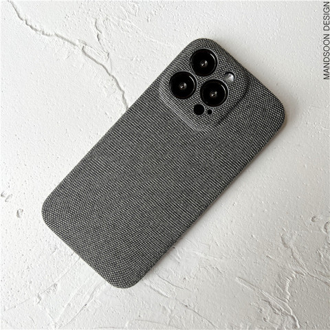 Gray — Canvas Fabric Anti Slip 15, 14, 13, 12, 11 iPhone Case
