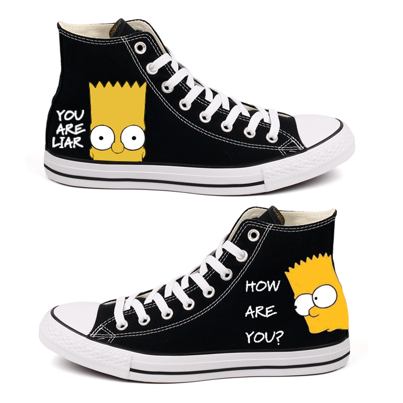 les simpsons dessinés à la main doodle haut-dessus chaussures de toile hommes han édition de la marée joker adolescent conseil des étudiants de chaussures casual amoureux les simpsons dessinés à la main doodle haut-dessus chaussures de toile hommes han édition de la marée joker adolescent conseil des étudiants de chaussures casual amoureux