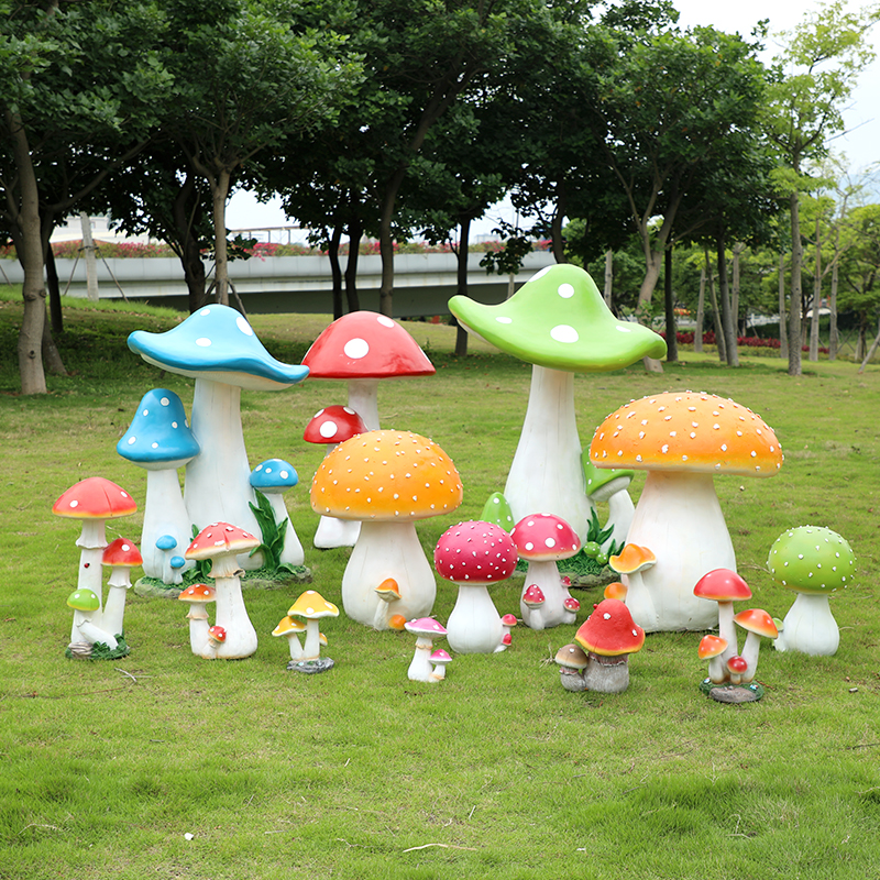 Fiberglass Simulation Mushroom Decoration Plant Sculpture Outdoor Courtyard Garden Landscape Toddler Garden Community Decoration