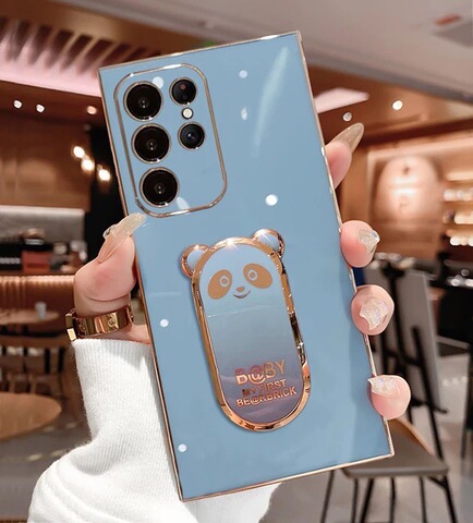 Blue — Bearbrick Girls Electroplated Silicone TPU Kickstand Function S23, S23 Plus, S23 Ultra, S22, S22 Plus, S22 Ultra, S21