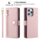Heart Zipper Girls Phone Cases Wallets Folio Flip Magnetic Synthetic Leather Card Holder Folding Stand iPhone 15, iPhone 14, iPhone 13, iPhone 12, iPhone 11