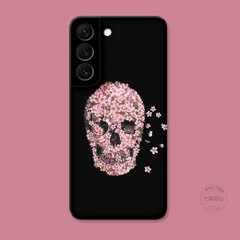 Floral Skull New Illustration Silicone TPU S23, S23 Plus, S23 Ultra, S22, S22 Plus, S22 Ultra, S21, S21 Plus, S21 Ultra