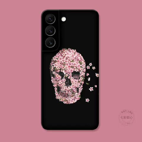 Floral Skull New Phone Cases Covers Illustration Silicone TPU Galaxy S23, Galaxy S23 Plus, Galaxy S23 Ultra, Galaxy S22, Galaxy S22 Plus, Galaxy S22 Ultra, Galaxy S21, Galaxy S21 Plus, Galaxy S21 Ultra,