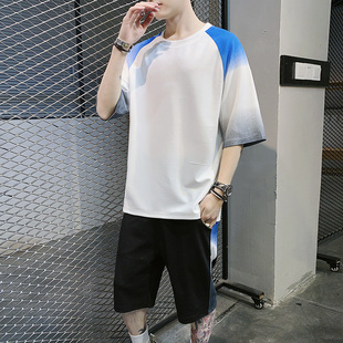 夏季运动套装男韩版潮流休闲学生一套衣服男夏天两件潮牌短袖T恤