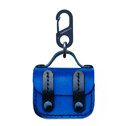 Blue — School Bag Airpods Genuine Leather Protective Carry Airpods 1, Airdpods 2, Airpods 3, Airpods Pro AirPods Case