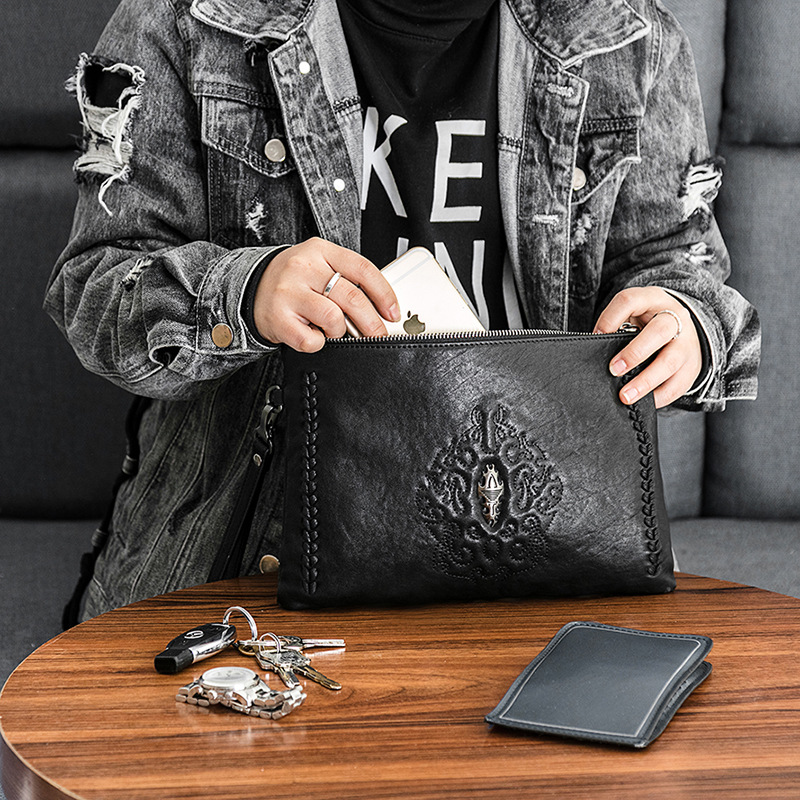 sac à main en cuir tanné au végétal hommes embrayage veste décontractée d'affaires enveloppe du sac en cuir souple homme sac de marée sac à main en cuir tanné au végétal hommes embrayage veste décontractée d'affaires enveloppe du sac en cuir souple homme sac de marée