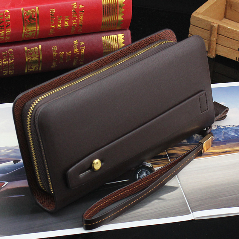 des hommes nouveaux portefeuille de la longue section de double fermeture à glissière sac à main des hommes d'affaires doux cuir grand sac pochette porte-monnaie, sac d'embrayage des hommes nouveaux portefeuille de la longue section de double fermeture à glissière sac à main des hommes d'affaires doux cuir grand sac pochette porte-monnaie, sac d'embrayage
