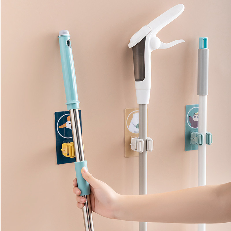 ที่แขวนอเนกประสงค์拖把挂钩扫把卡座扣强力承重无痕免打孔钉拖布夹卫生间壁挂架粘钩  