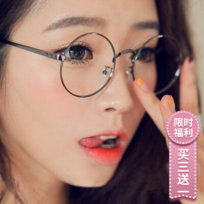 文艺平光镜眼镜 哈利波特全框金属圆形眼镜架复古女款卖萌眼镜框-淘宝网