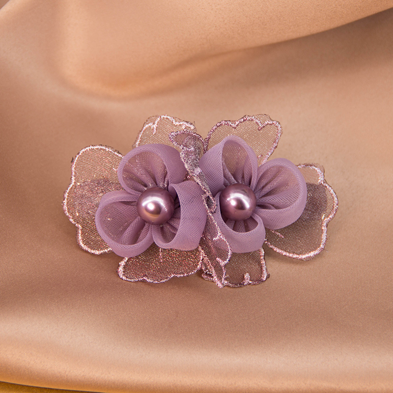2022 Internet Influencer Hairpin Women's New Autumn and Winter Embroidery Bow Barrettes Small Hair Volume Back Head Hair Accessories Ladies Headdress