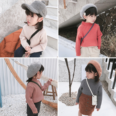 标题优化:abao女童毛衣2018冬季新款女宝宝套头针织衫儿童保暖长袖打底衫潮