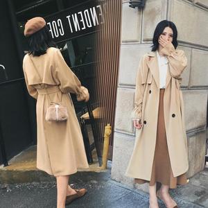 102风衣女中长款春季2018新款lulu外套秋卡其色过膝薄韩版大衣