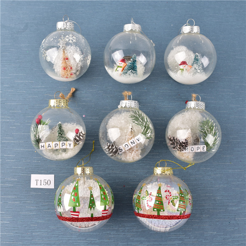 Cistmas Decoration Built-in ndscape Transparent Gss Painted Ball Ornaments Cistmas Tree Scene yout Dress up Hanging Ball Pendant