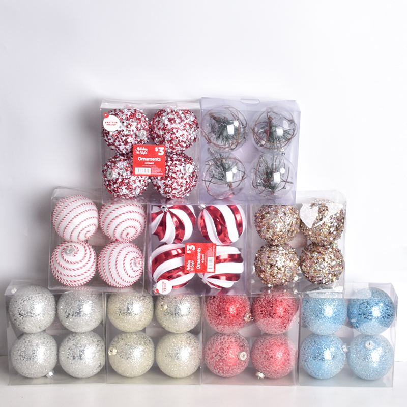 cistmas decorations 8cm red and white tead pstic ball gss bead ball pendant cistmas tree yout decorative ball 4 pa