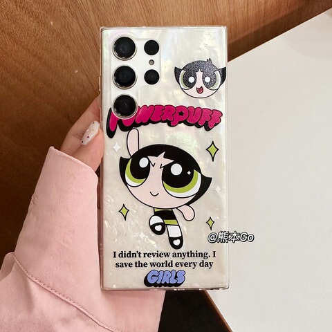 Power Puff Girls With Bead Wrist Lanyard Strap S22, S22 , S22 , S21, S21 , S21 S23, S23 Plus, S23 Ultra Note 20, Note 20
