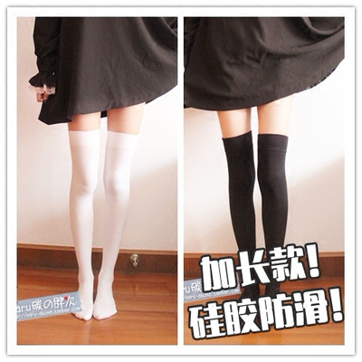 2双包邮日系白丝袜女春夏袜长高筒丝袜 大腿袜 防滑jk直筒过膝袜-淘宝网