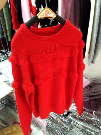 如何搭配秋冬女装短款小毛衣红色套头新款韩版