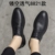 夏季商务休闲皮鞋男英伦圆头韩版真皮正装系带黑色青年内增高男鞋