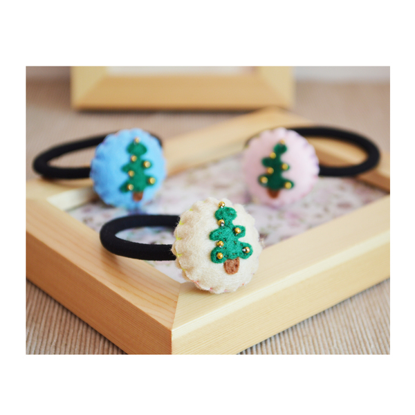 hello carrot原创手作 不织布松树可爱发圈 森系发圈