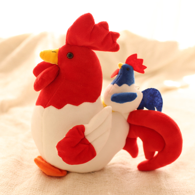 鸡年彩色大公鸡毛绒玩具 公鸡公仔玩偶娃娃 新年礼物年会活动礼品