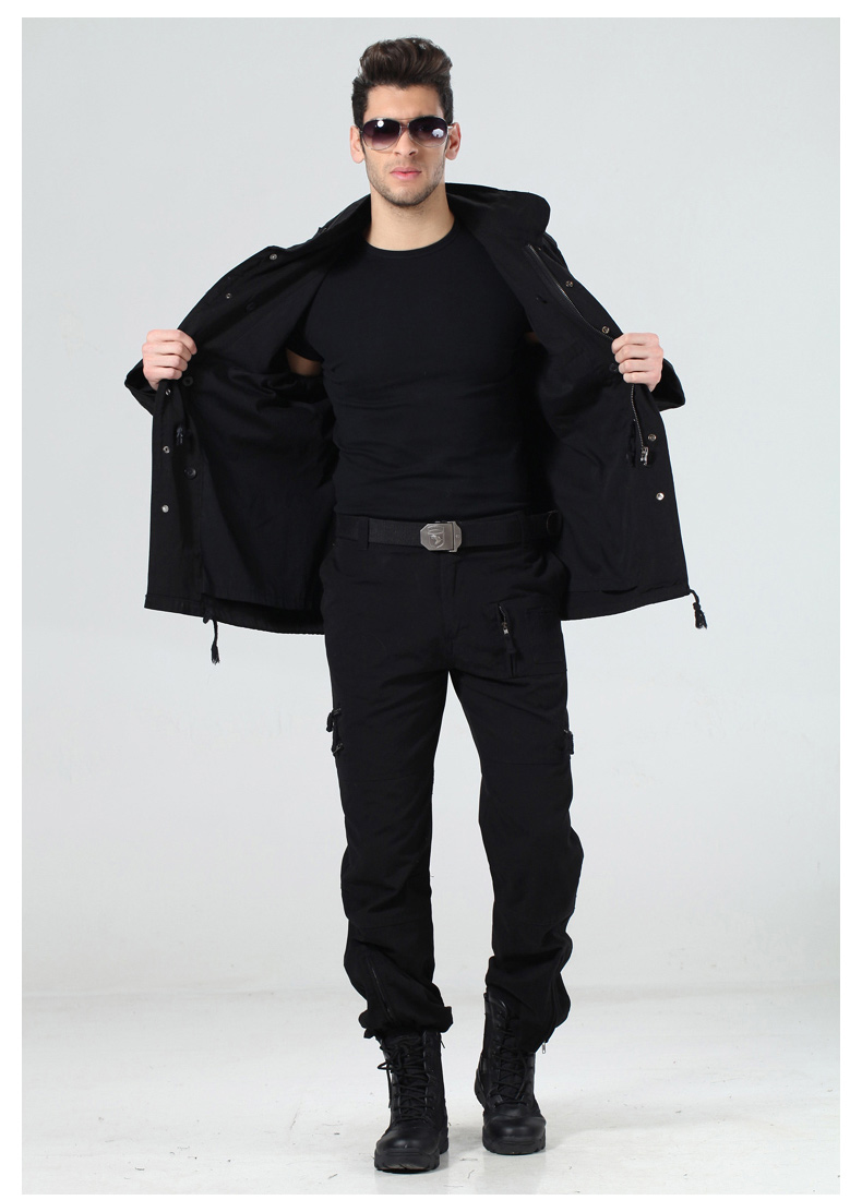 秋季宽松军装男装休闲纯色外套户外军迷立领工装可拆内胆m65风衣