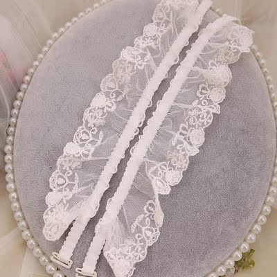 韩版小清新大花边蕾丝肩带文胸带内衣肩带双肩木耳边大花边内衣带