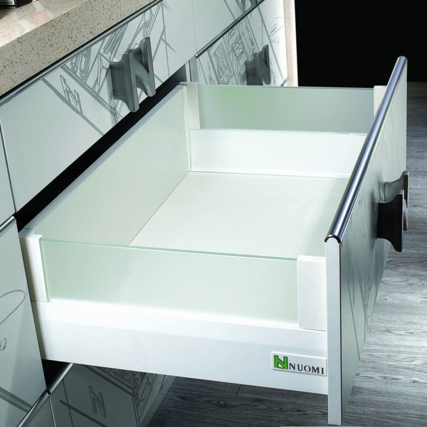 诺米nuomi 玻璃加高-豪华型阻尼抽 抽屉轨道 丝光白 骑马抽屉