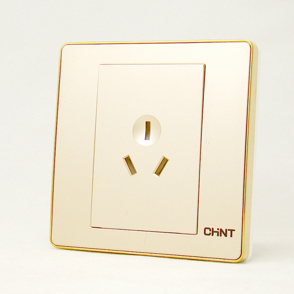 正泰 暗装86型 香槟色 三插3插 三孔3孔10a插座面板new6d-108/x