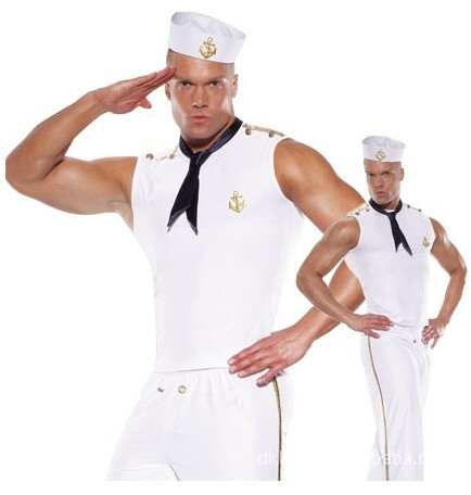 新款 白色男款水手服 美国海军服 水兵装 cosplay制服 男游戏服