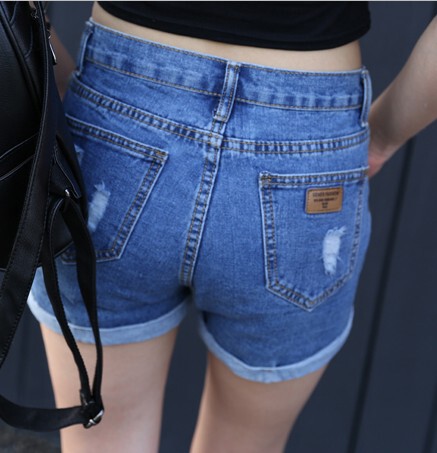 2016新款夏季女士卷边时尚破洞牛仔短裤韩版宽松显瘦女生百搭热裤