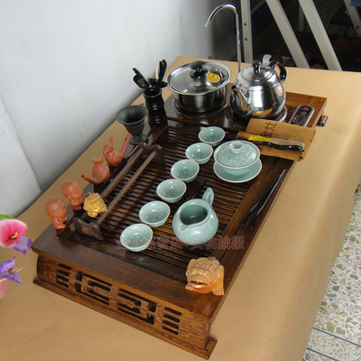 金灶v210a 茶具 鸡翅木电磁炉茶盘 带龙泉青瓷龙浮雕茶具cp11-b4